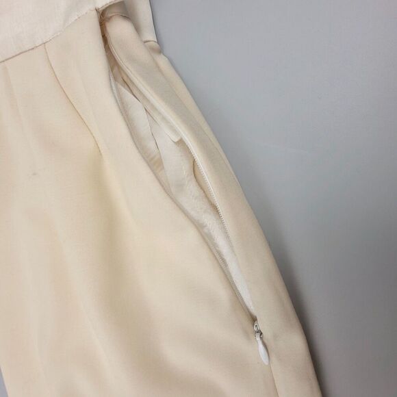 VINTAGE Escada 100% New Wool Satin Bow High Rise Tailored Pencil Skirt Ivory XS - Picture 8 of 9
